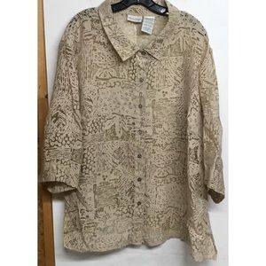 Ladies Plus Size 26/28 White Stag Sheer Blouse